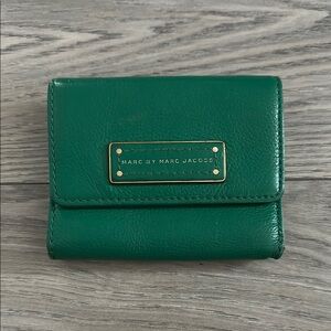 Marc by Marc Jacobs - 5x4” Emerald Green Trifold 100% Leather Wallet